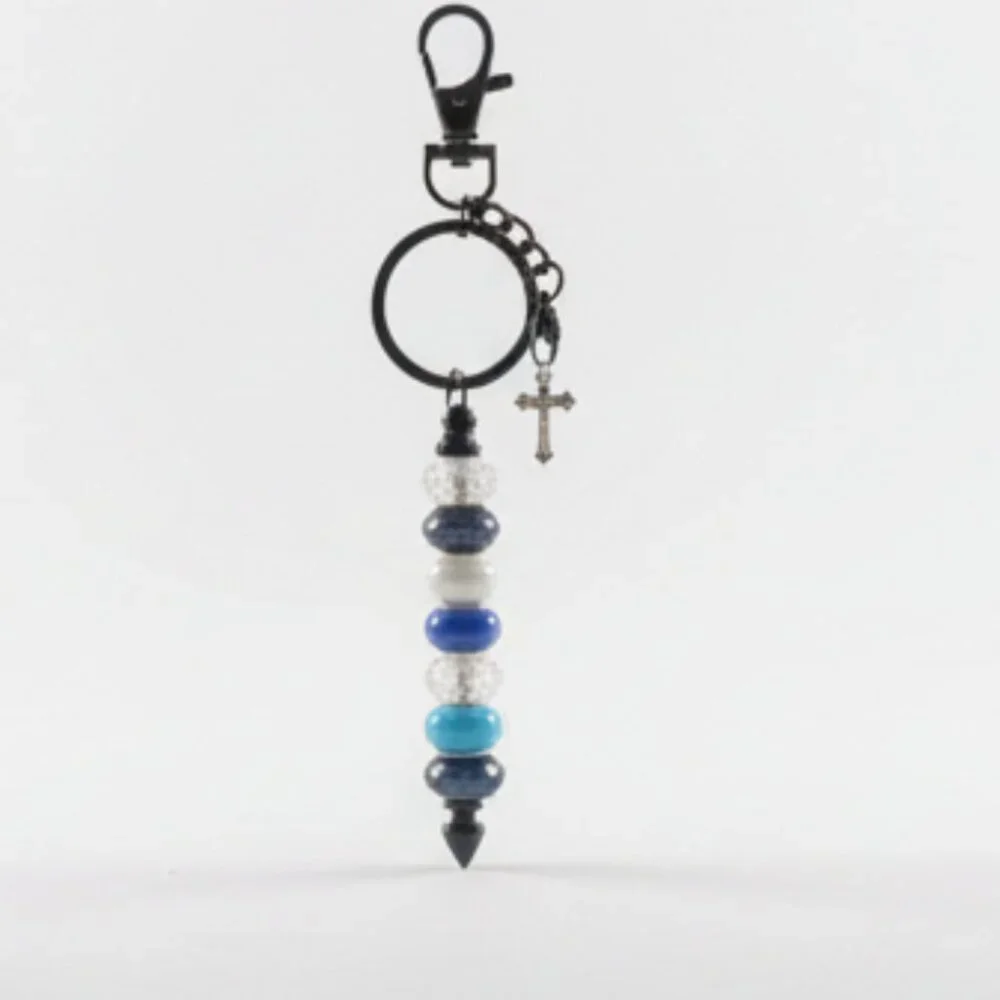 Beaded Handcrafted Keychain/bag charm w/cross charm. Brand new. Handcrafted.